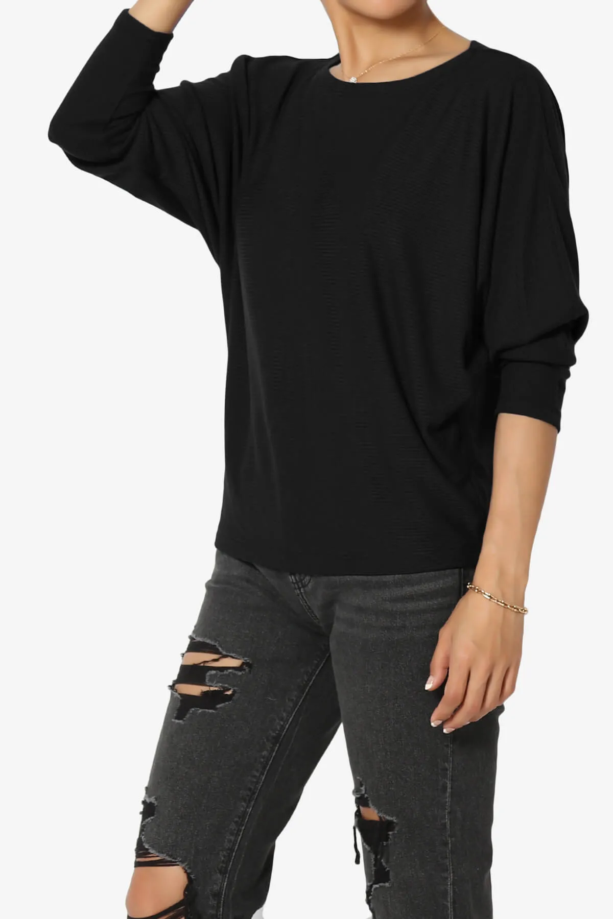 Pepper Dolman Sleeve Ribbed Top
