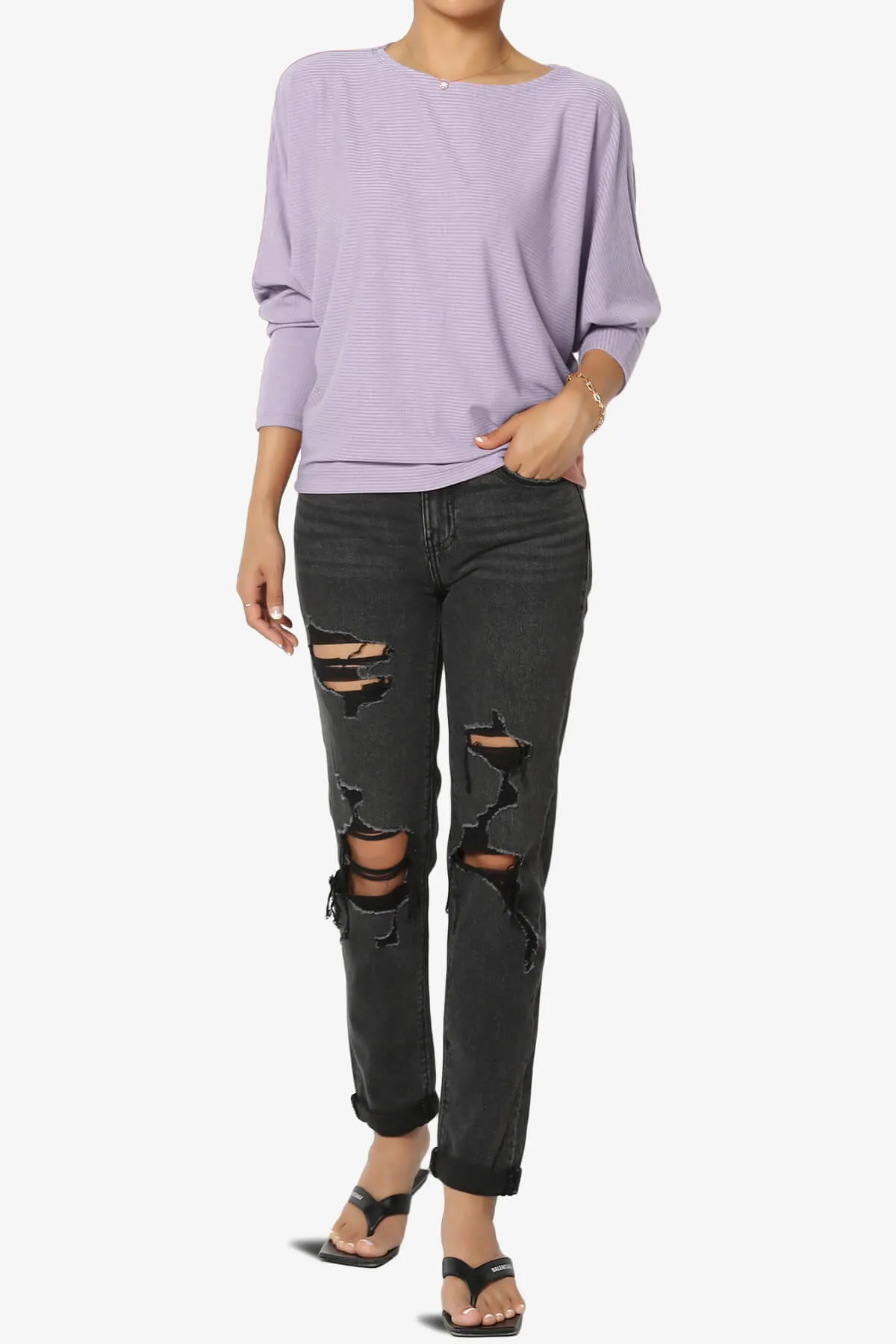 Pepper Dolman Sleeve Ribbed Top