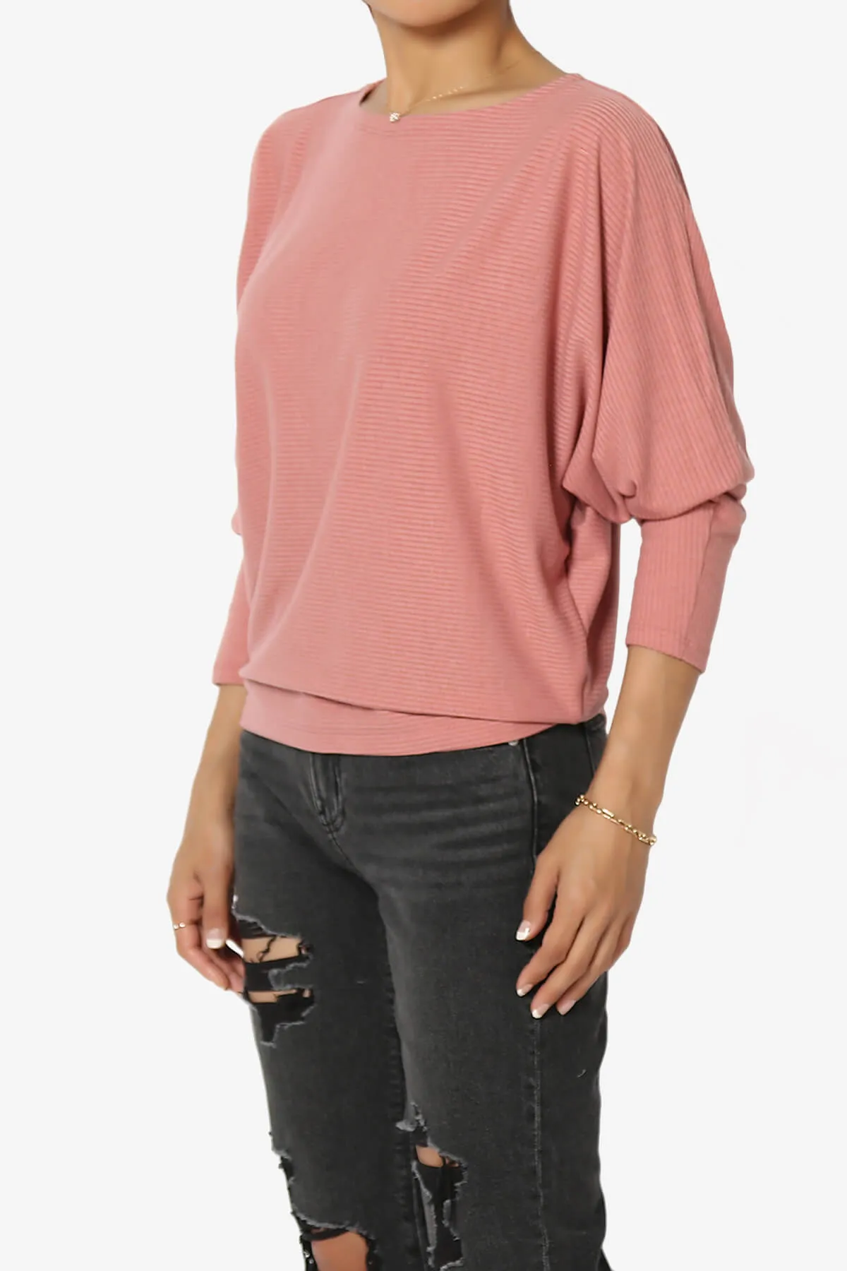 Pepper Dolman Sleeve Ribbed Top