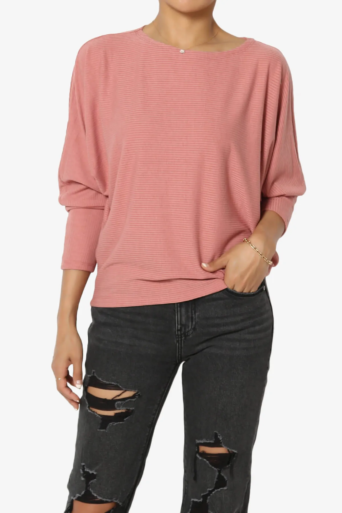 Pepper Dolman Sleeve Ribbed Top