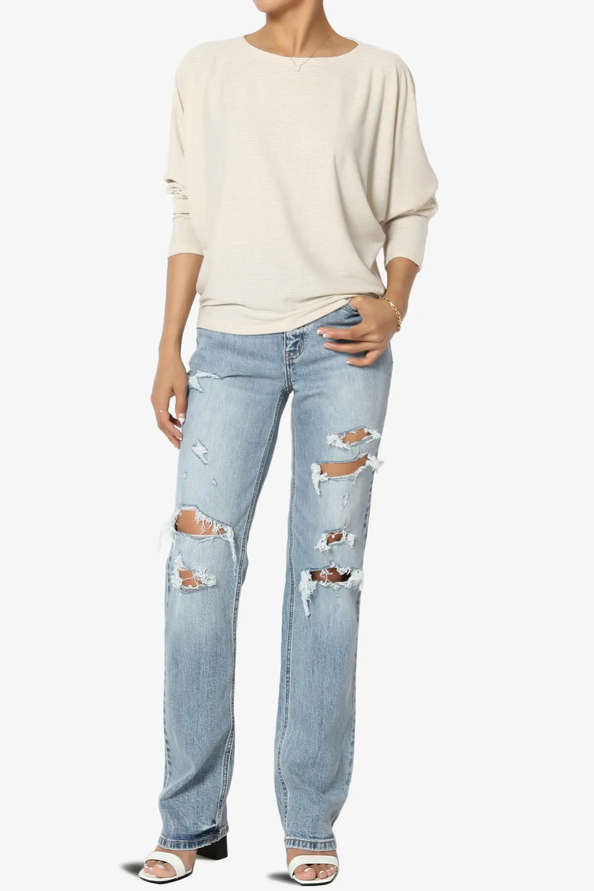 Pepper Dolman Sleeve Ribbed Top