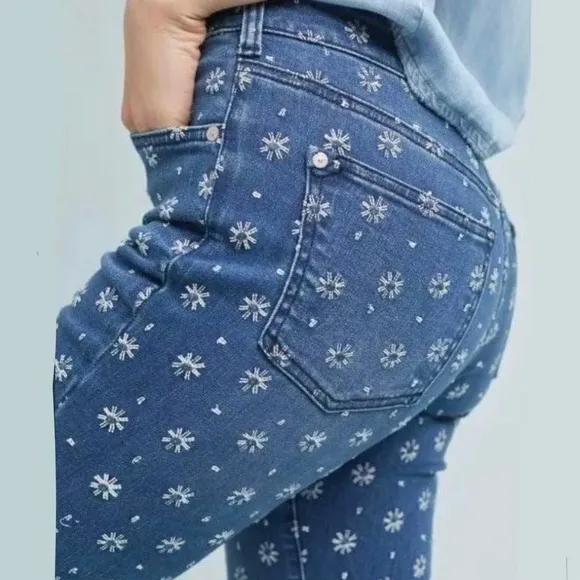 PILCRO Embroidered High Rise Bootcut Jeans