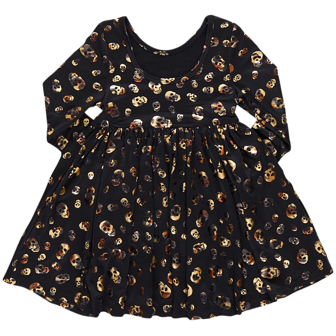 Pink Chicken Girls Lame Steph Dress - Foil Skulls
