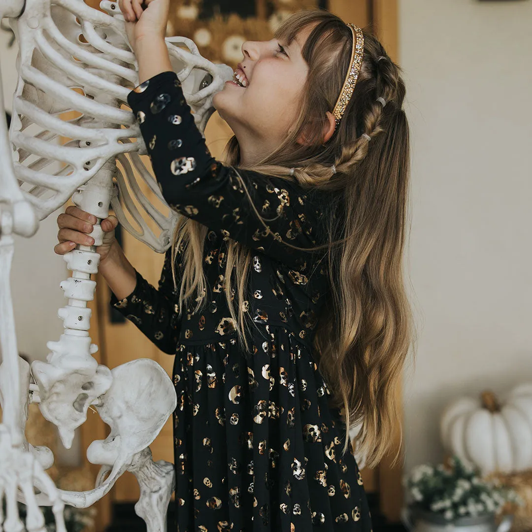 Pink Chicken Girls Lame Steph Dress - Foil Skulls