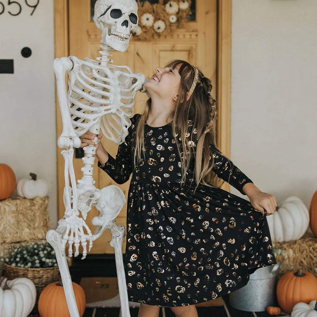 Pink Chicken Girls Lame Steph Dress - Foil Skulls