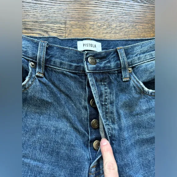Pistola Charlie High Rise Ankle Straight Jeans in Medium Wash. Size 30.