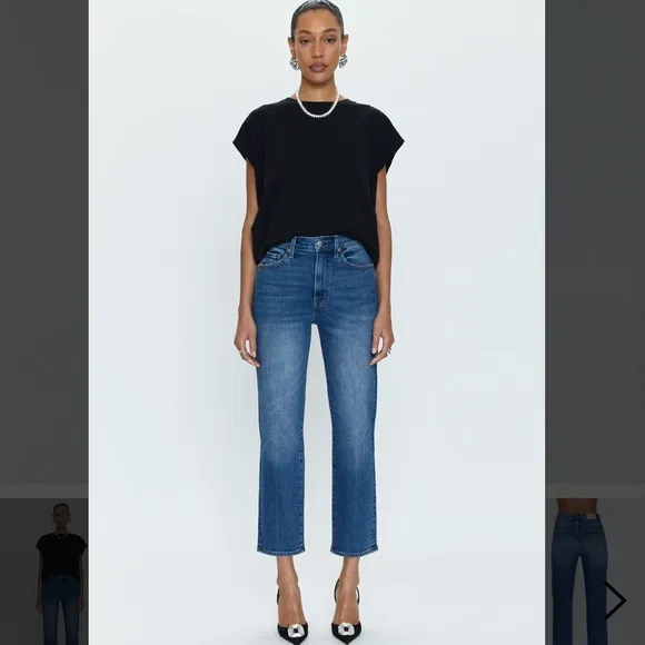 Pistola Charlie High Rise Ankle Straight Jeans in Medium Wash. Size 30.