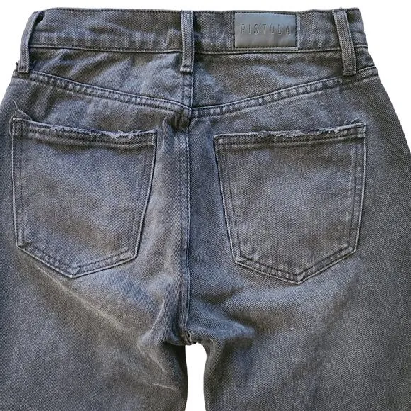 PISTOLA Keaton Distressed Straight Leg Busted Knee Jeans Black P6430FBK-TAU  24