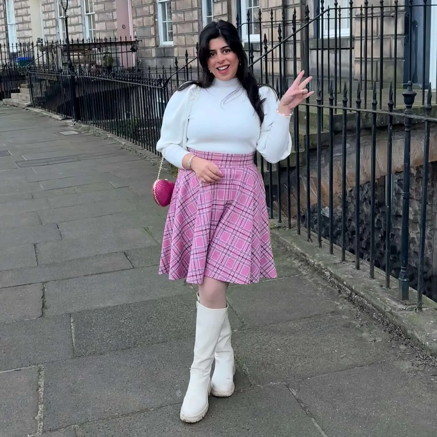 Plaid Flare Skirt - Highland Rose (V2)
