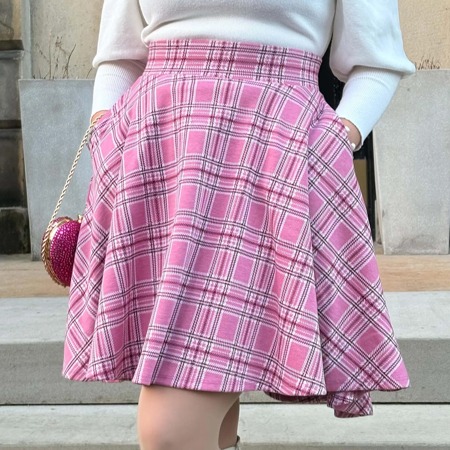 Plaid Flare Skirt - Highland Rose (V2)