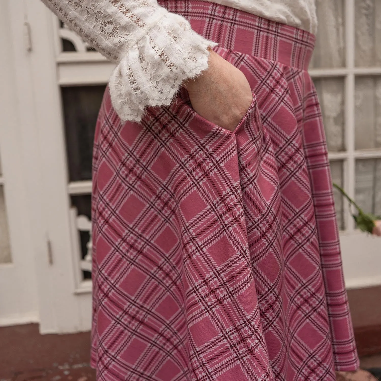 Plaid Flare Skirt - Highland Rose (V2)