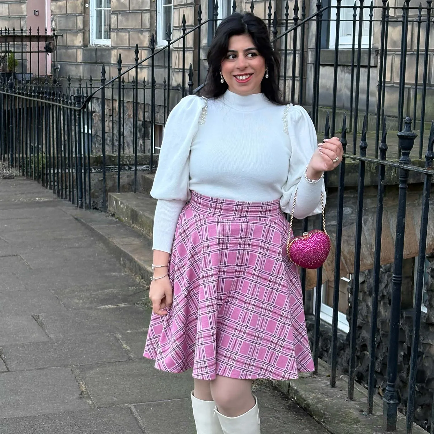 Plaid Flare Skirt - Highland Rose (V2)