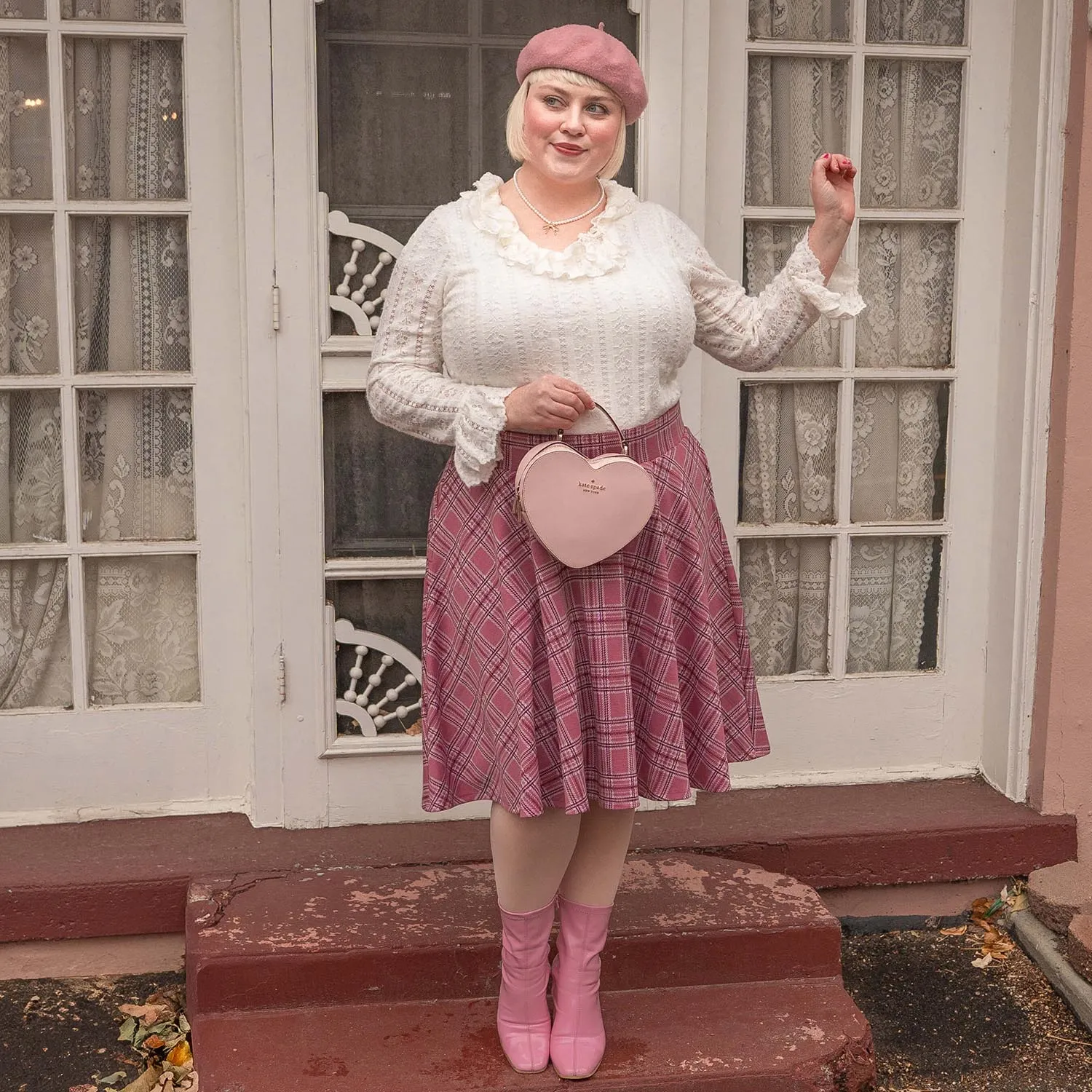 Plaid Flare Skirt - Highland Rose (V2)