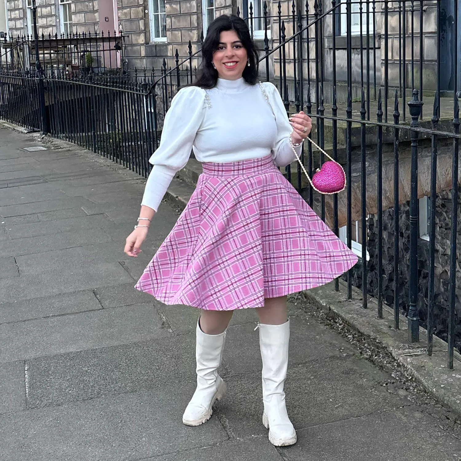Plaid Flare Skirt - Highland Rose (V2)