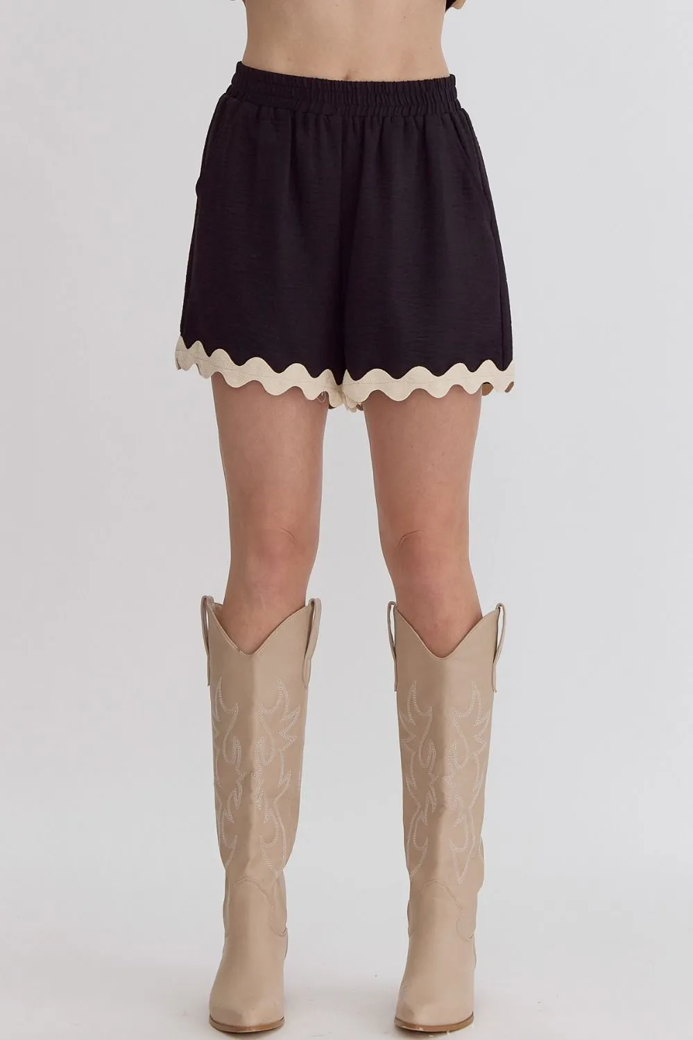 Playful High-Waisted Shorts in Black