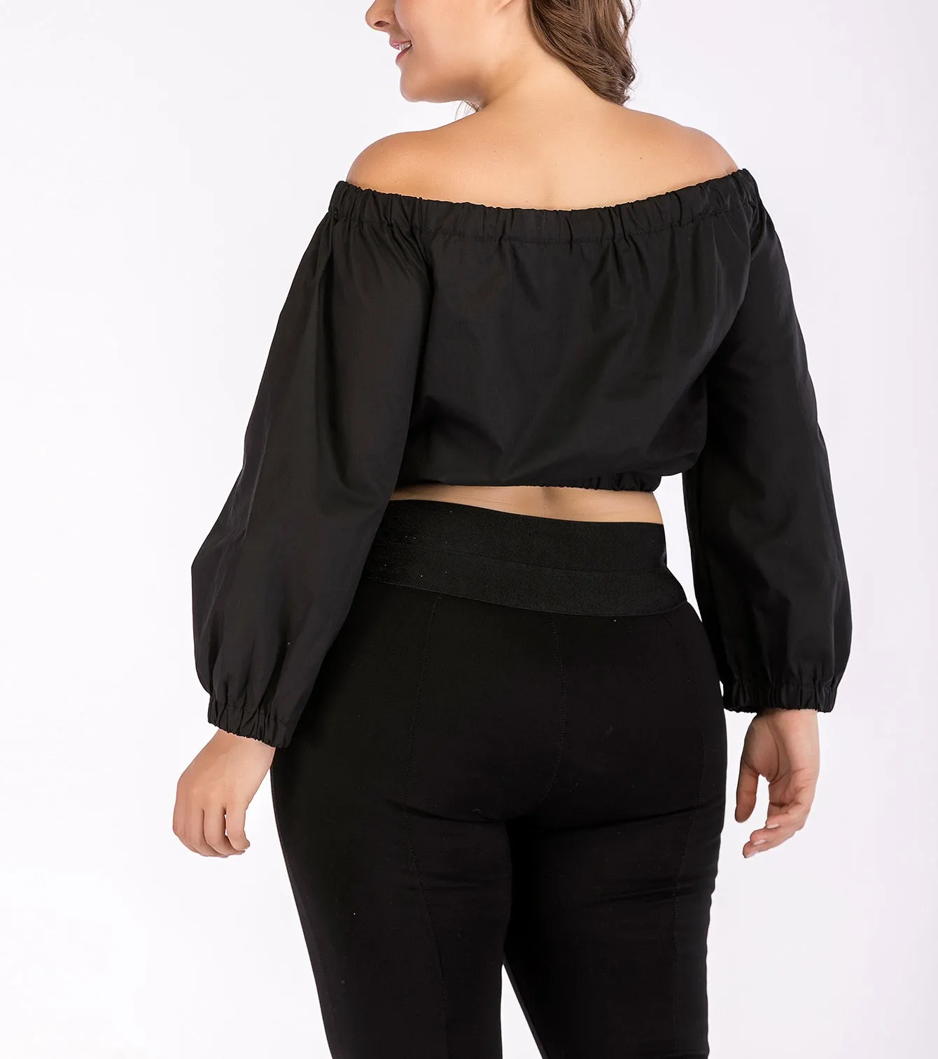 Plus Size One-neck Blouse Long-sleeved T-shirt