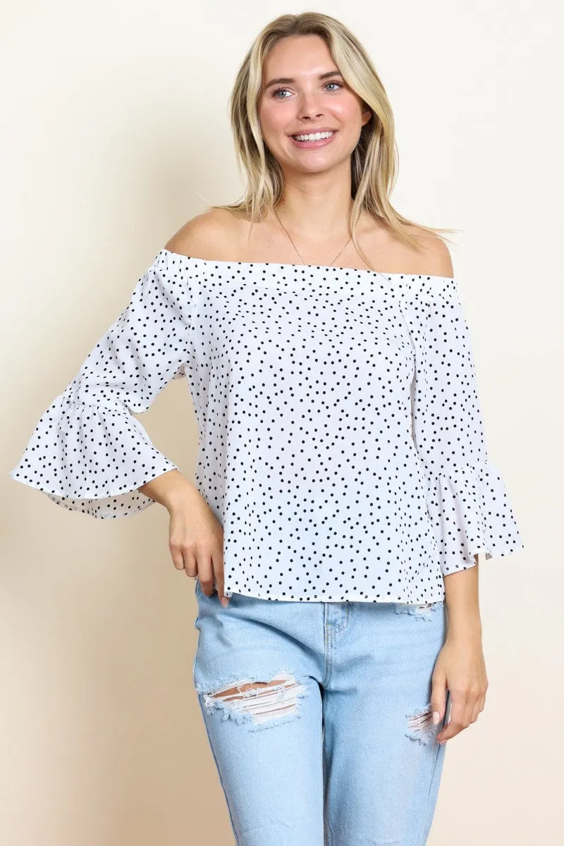 Polka Dot Off Shoulder Top