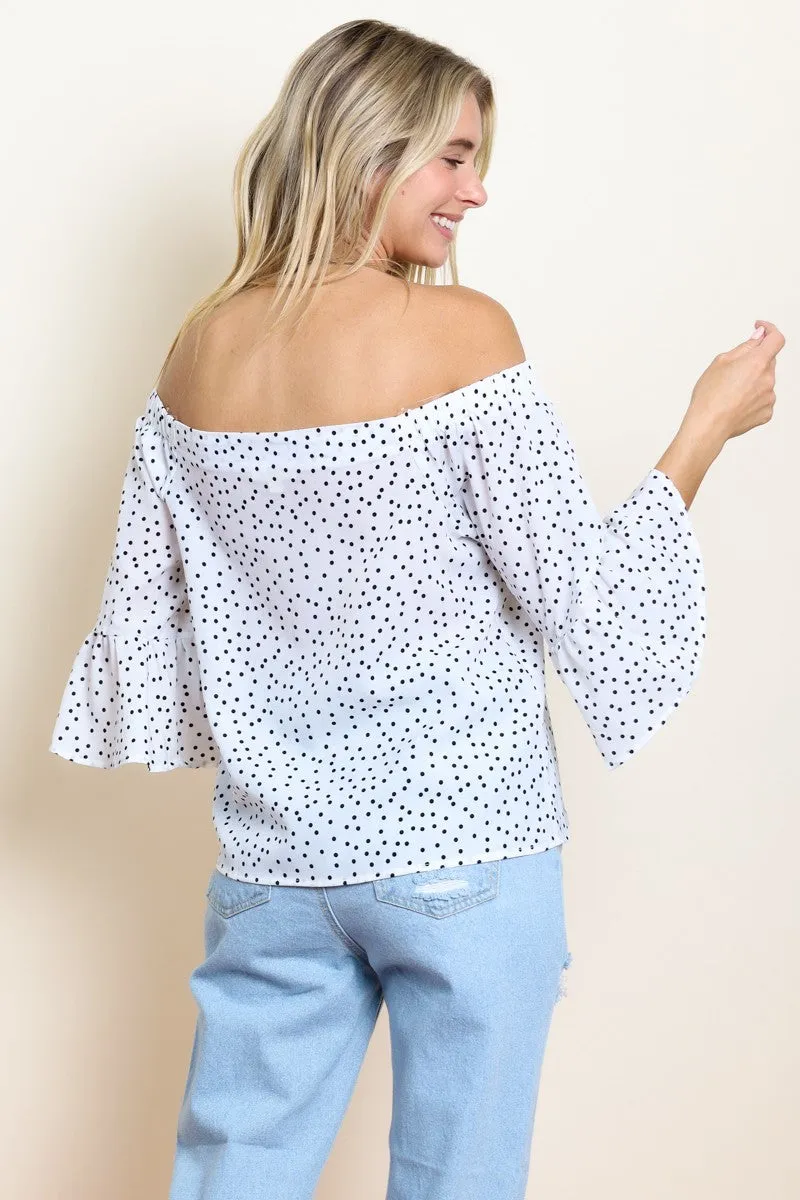 Polka Dot Off Shoulder Top