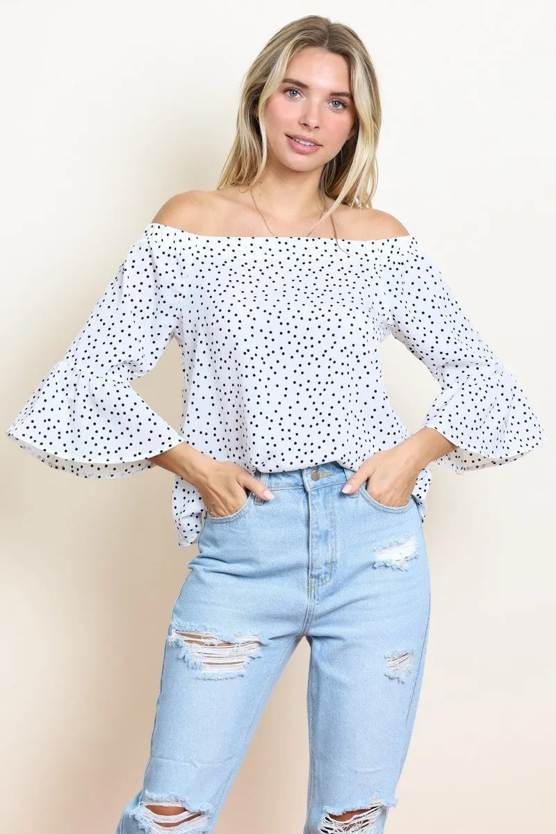 Polka Dot Off Shoulder Top