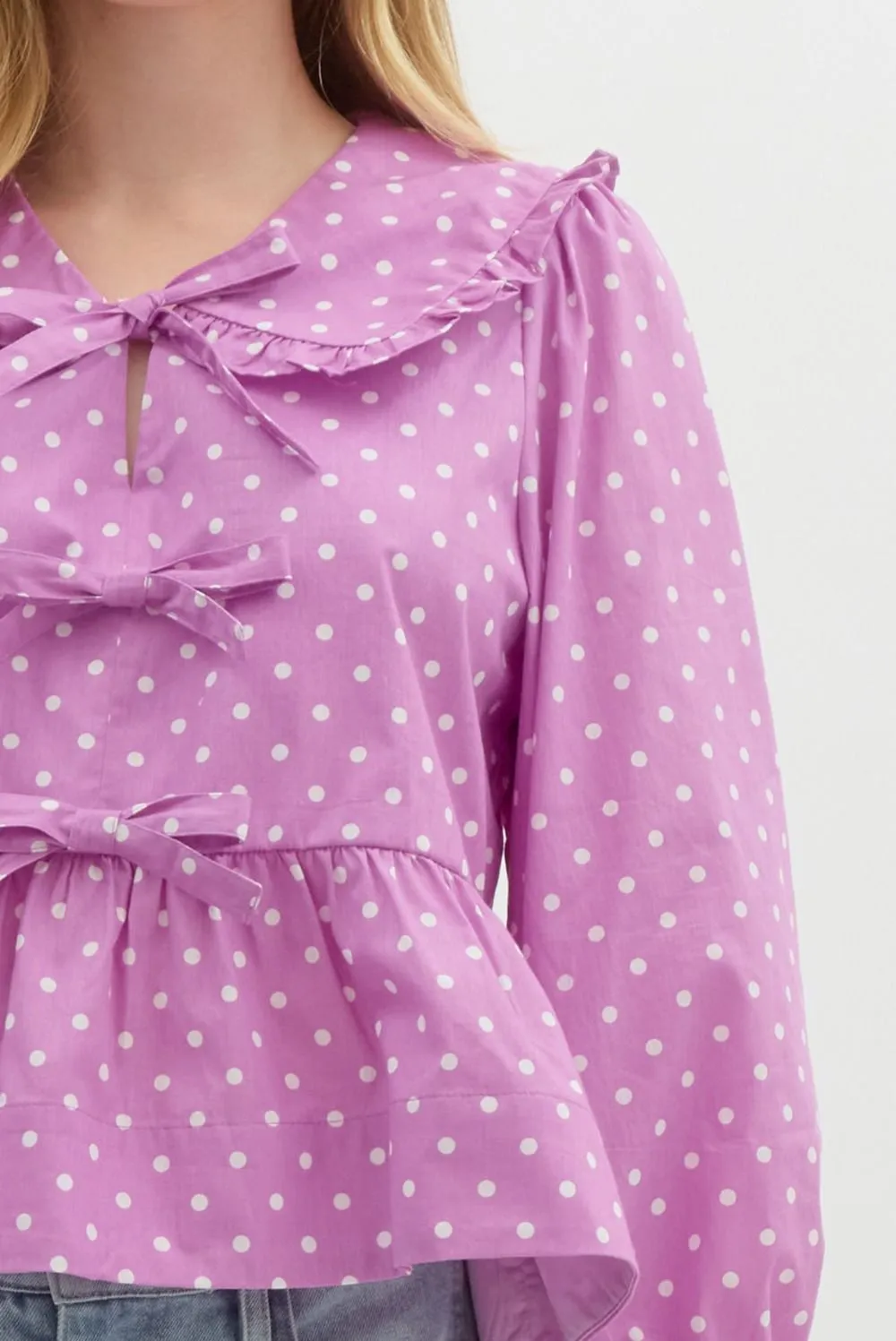 Polka dot print ¾ band cuff top