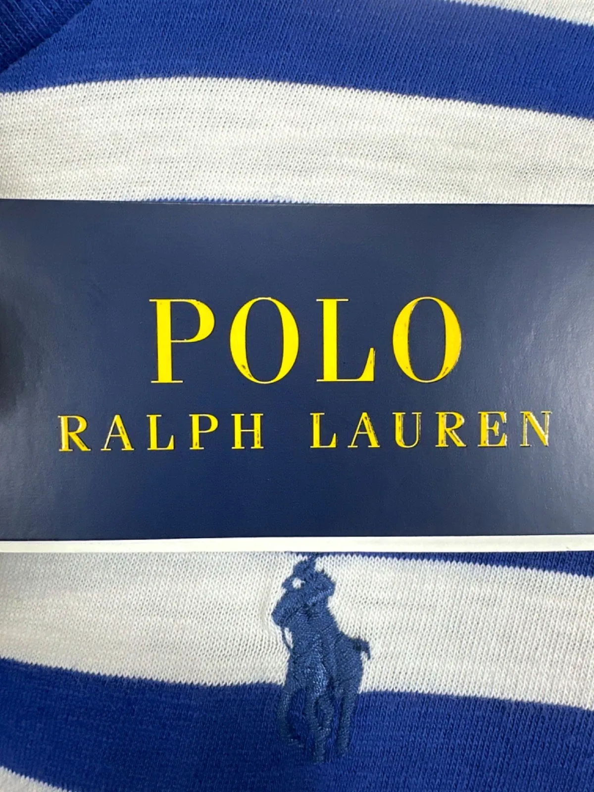 Polo Ralph Lauren Blue Striped Embroidered Polo Pony Logo T-Shirt Dress UK L