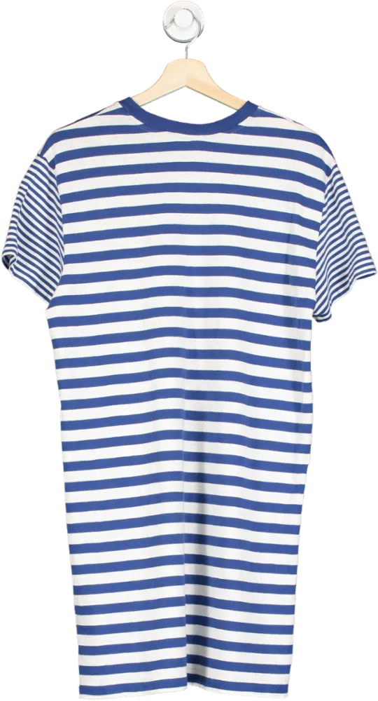 Polo Ralph Lauren Blue Striped Embroidered Polo Pony Logo T-Shirt Dress UK L