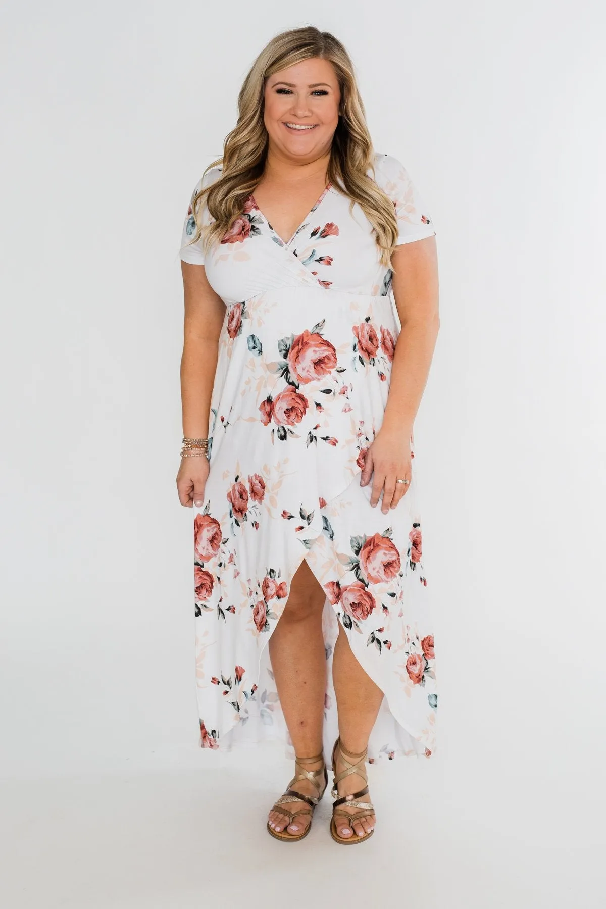 Promise To Keep Hi-Low Floral Maxi Dress- Ivory