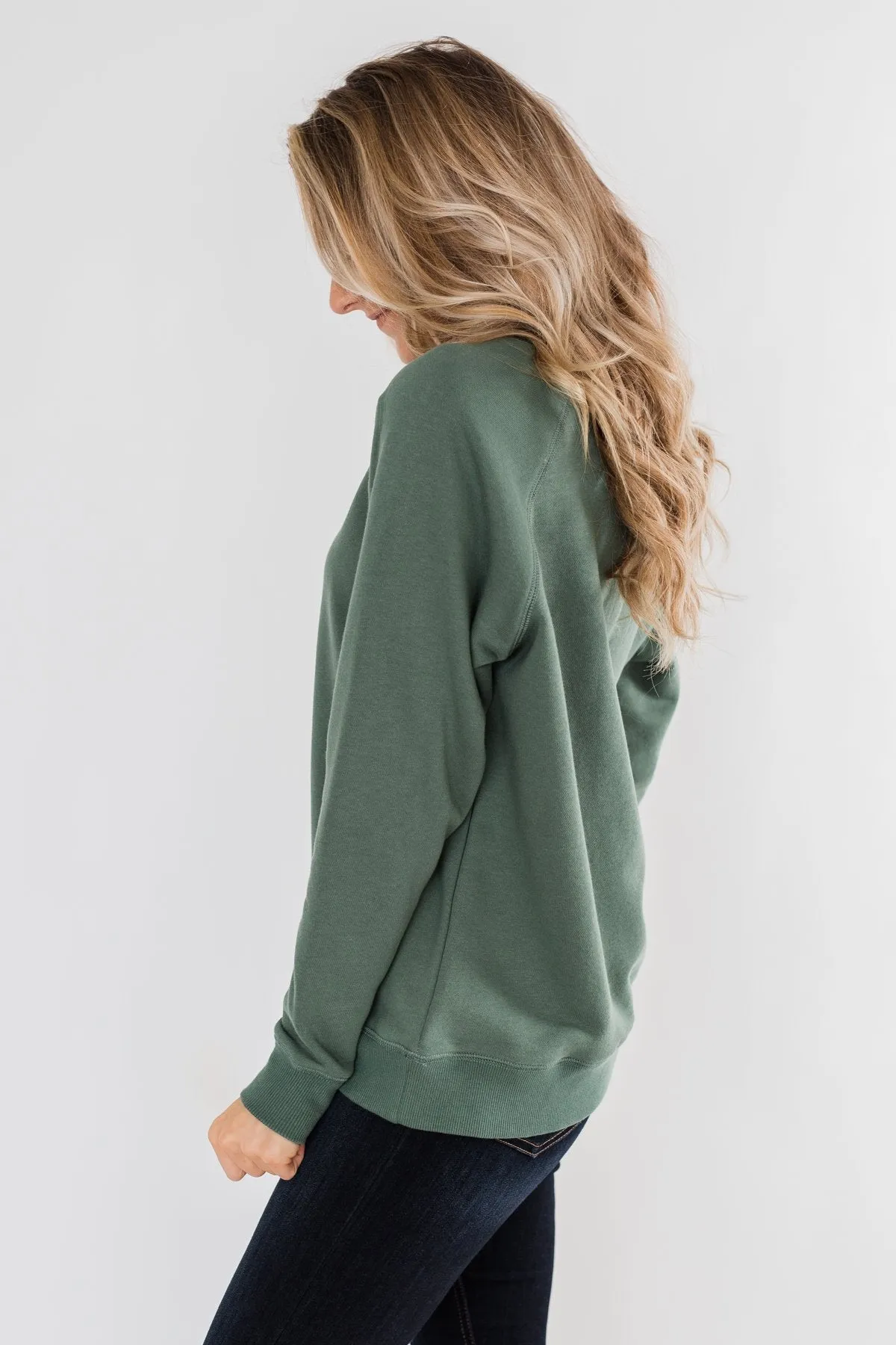 Pulse Basics Crew Neck Pullover- Dark Sage