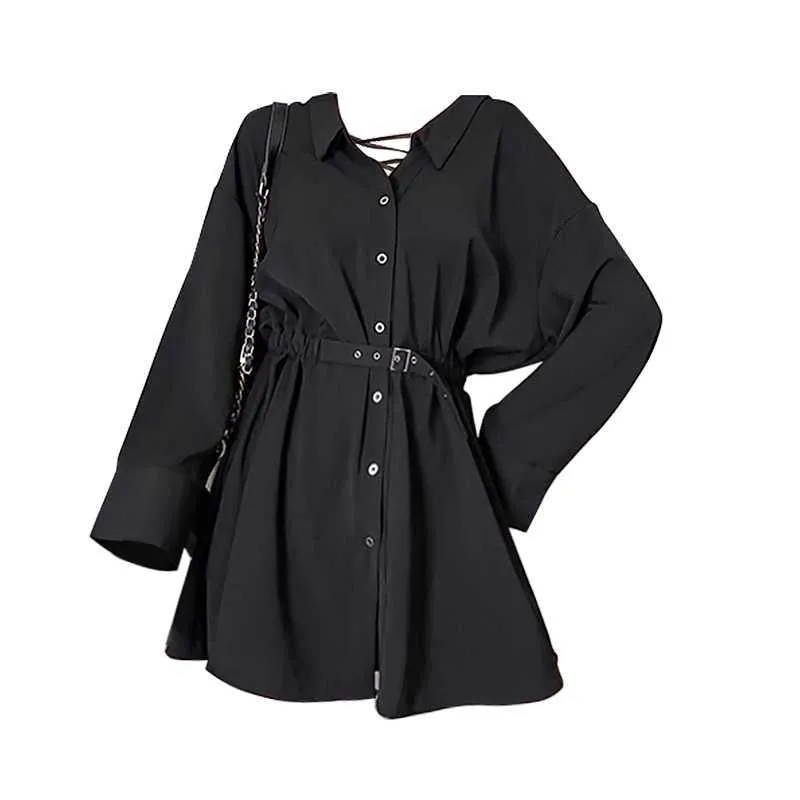 "BLACK CROSS STRAP SHIRT" DRESS N102709