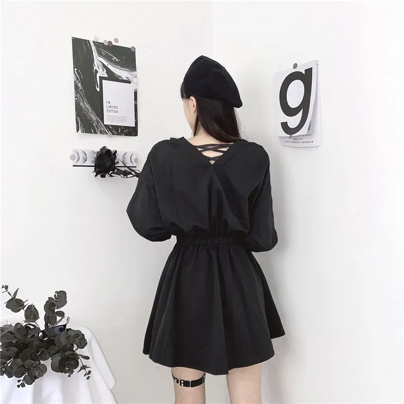 "BLACK CROSS STRAP SHIRT" DRESS N102709