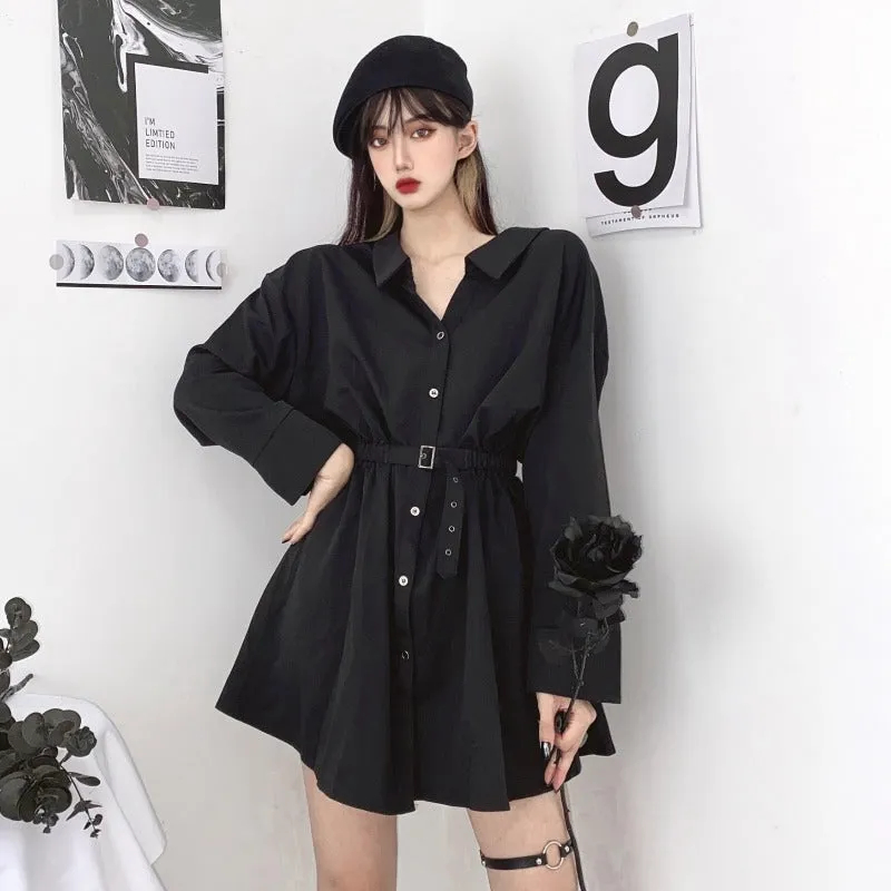 "BLACK CROSS STRAP SHIRT" DRESS N102709