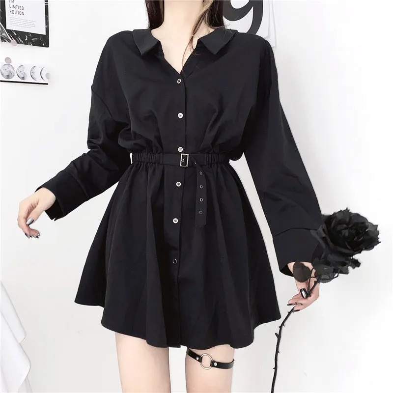 "BLACK CROSS STRAP SHIRT" DRESS N102709