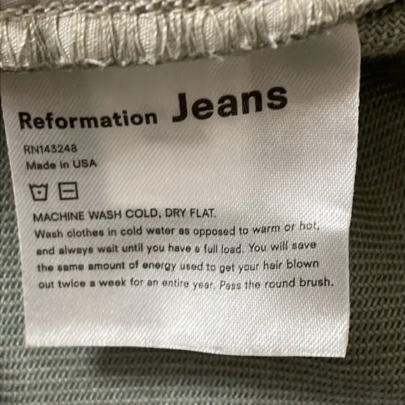 Reformation Ryan Tonal Patch High Rise Straight Jeans Size 27