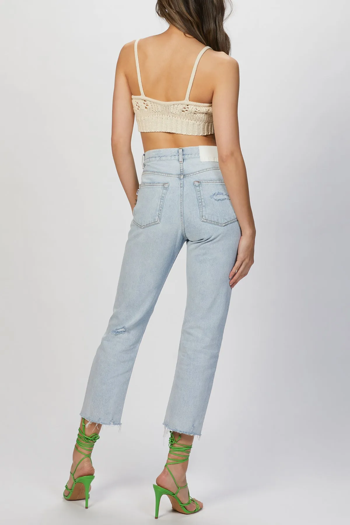 RIPPED-DETAILING CROPPED JEANS