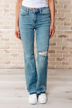 Roll With It Mid Rise Distressed Released Hem Judy Blue Bootcut Jeans
