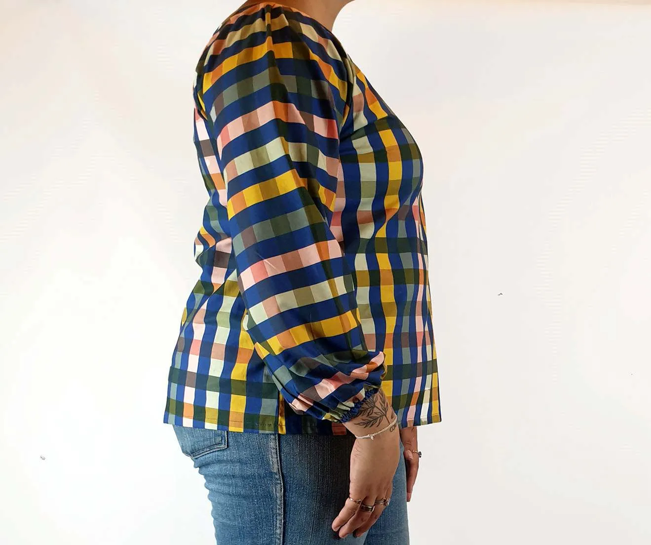 Rummage Style colourful check print long sleeve top size 16