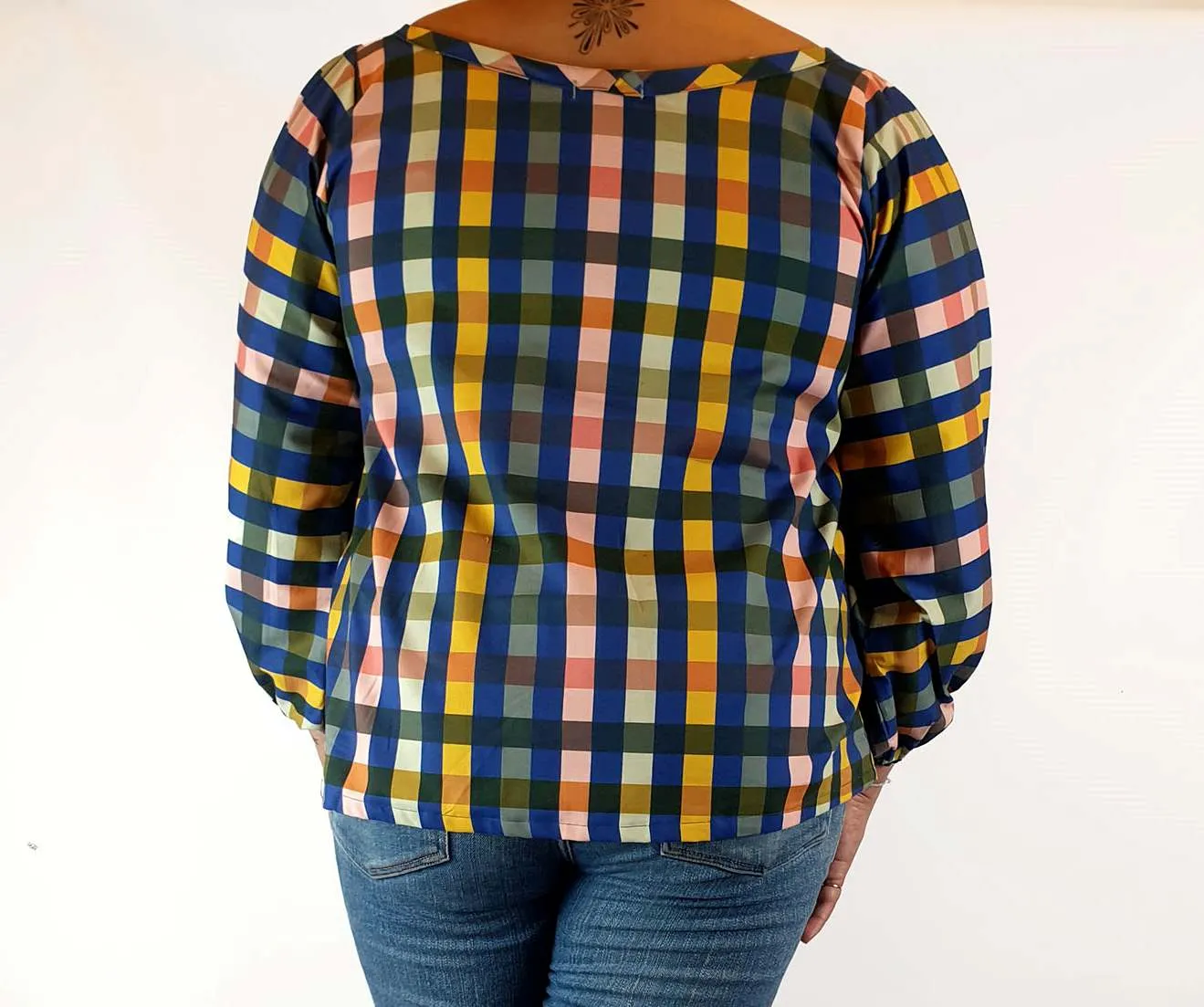 Rummage Style colourful check print long sleeve top size 16