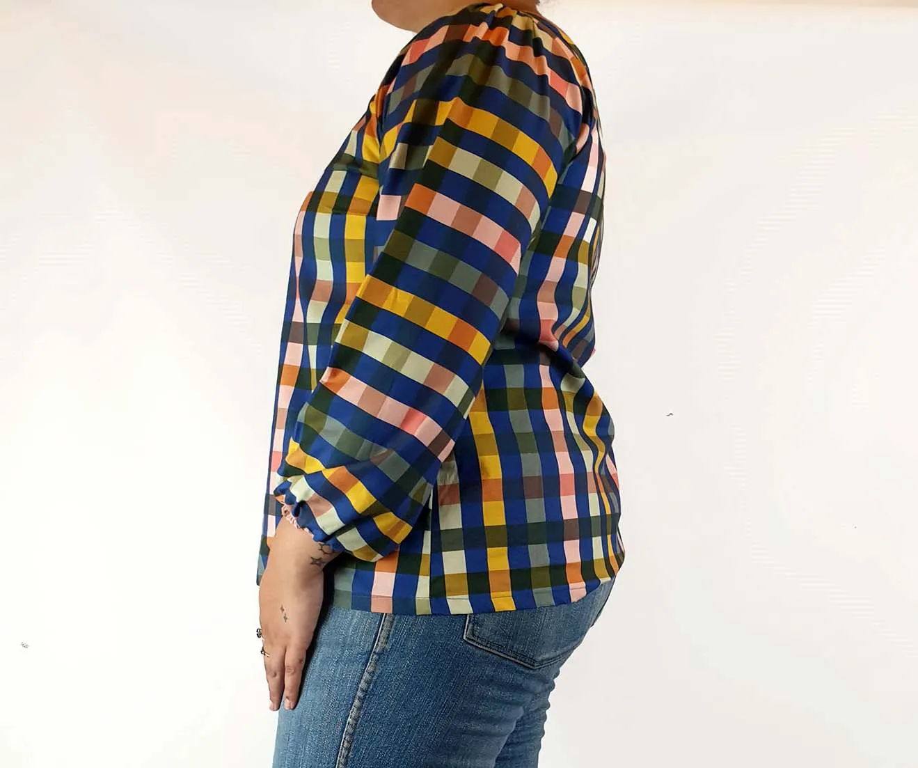 Rummage Style colourful check print long sleeve top size 16
