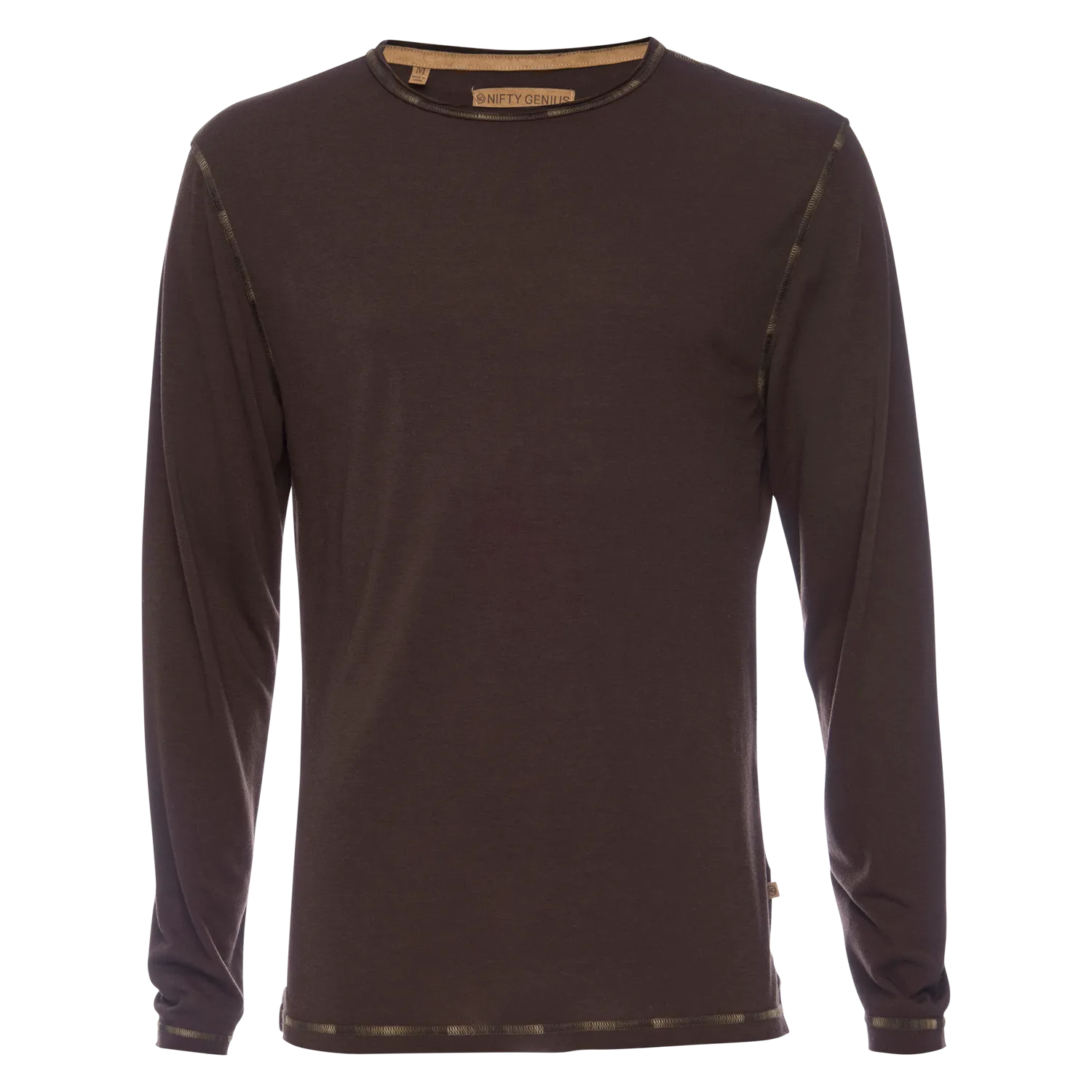 Ryan Raw Seam Ombre Stitch Crew Neck in Brown
