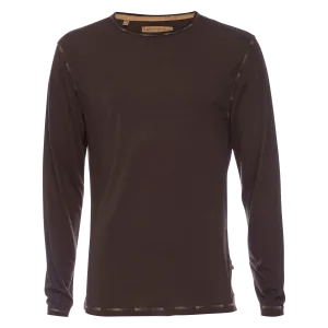 Ryan Raw Seam Ombre Stitch Crew Neck in Brown