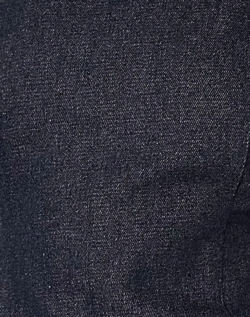 Saima Open Back Tank Top in Dark Indigo Chambray