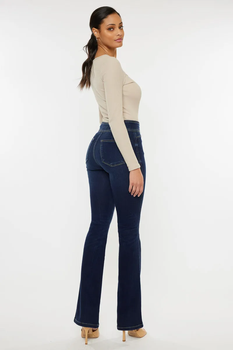 Seren High Rise Exposed Button Bootcut Jeans