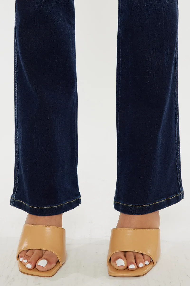 Seren High Rise Exposed Button Bootcut Jeans