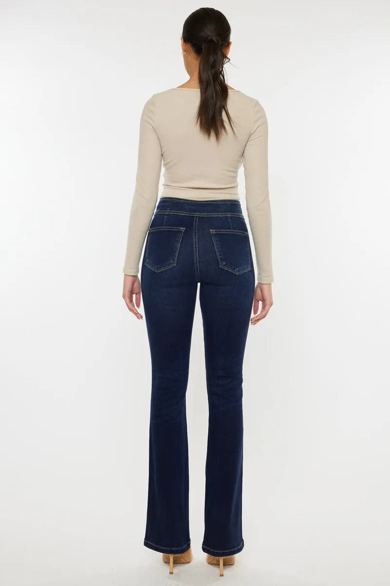 Seren High Rise Exposed Button Bootcut Jeans