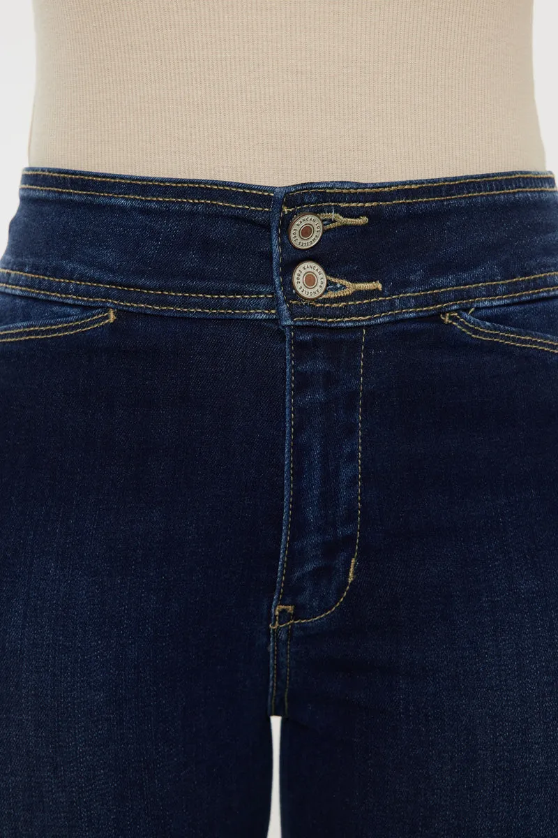 Seren High Rise Exposed Button Bootcut Jeans