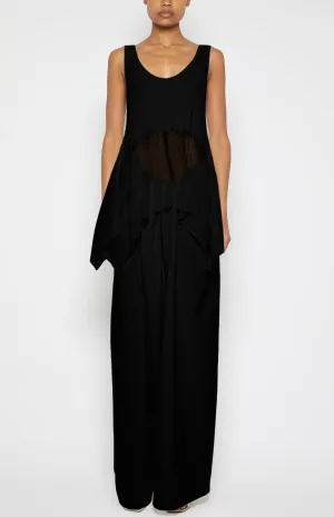 SHEER/OPAQUE PEPLUM SHELL TANK