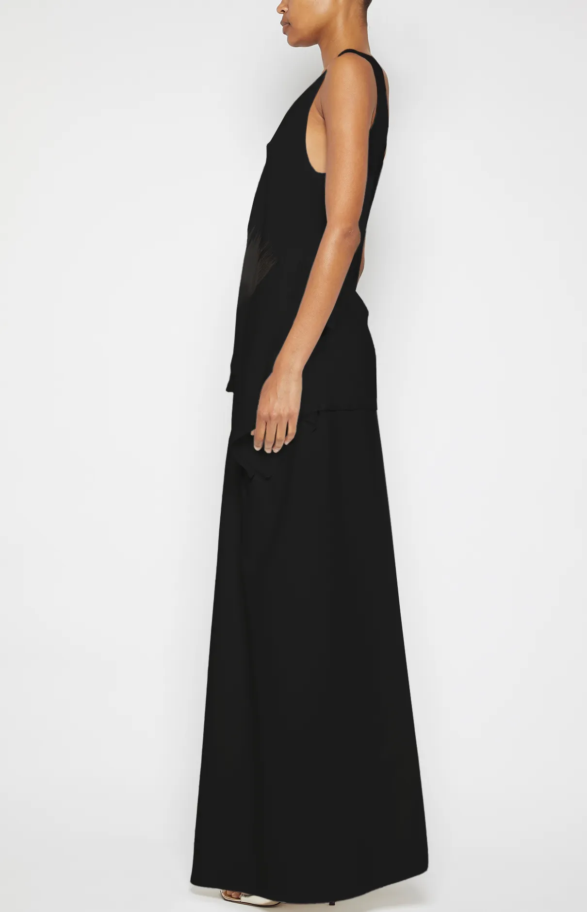 SHEER/OPAQUE PEPLUM SHELL TANK
