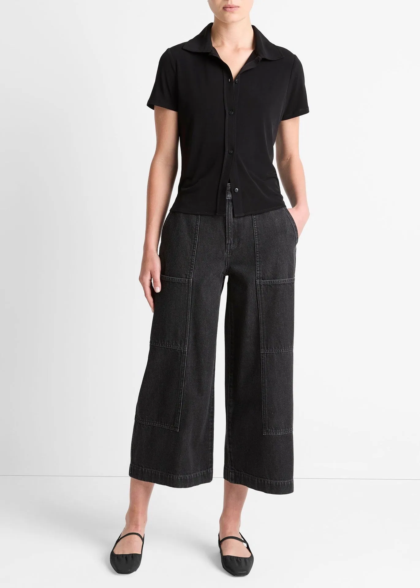 Short Sleeve Button Up (Black)