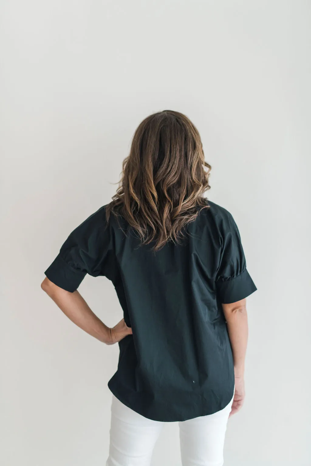 Short Sleeve Ruffle Shirt Black