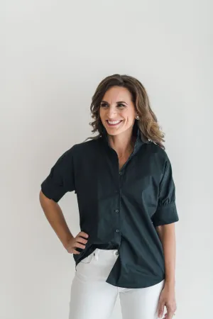 Short Sleeve Ruffle Shirt Black